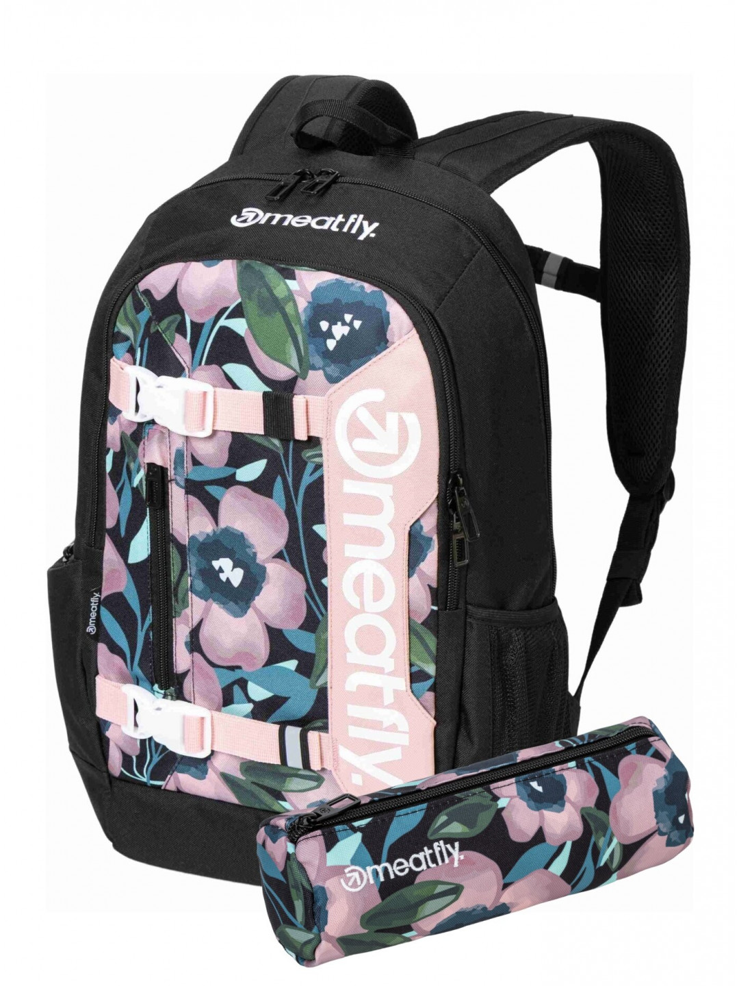 Meatfly batoh Basejumper Pink Flowers 22 L PENÁL ZDARMA Růžová Objem 22 L